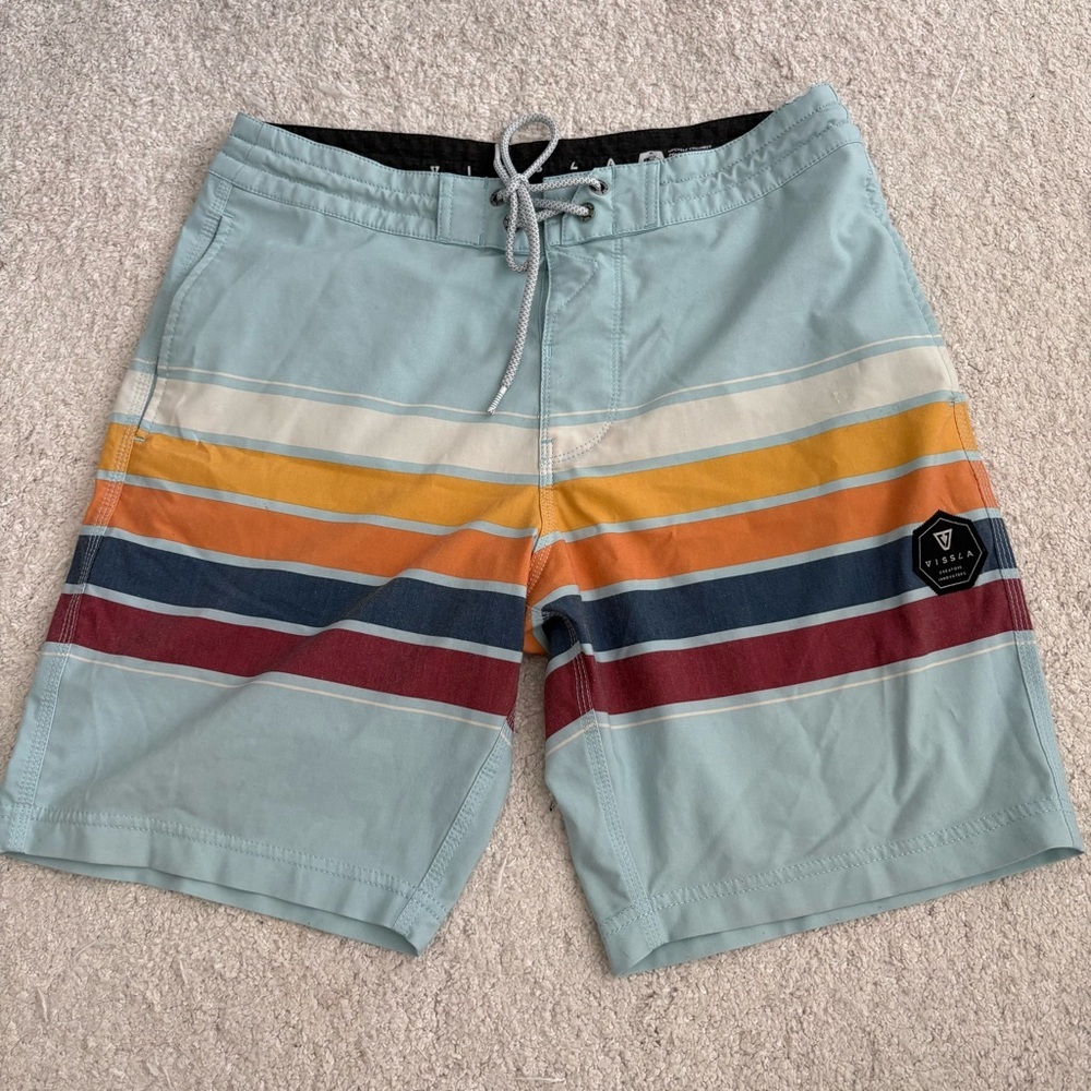 VISSLA Aqua and Striped Board Shorts